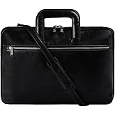 Time Resistance Slim Leather Briefcase - Italian Handmade Leather Computer Bag - Briefcase for Men and Women - Laptop Bag