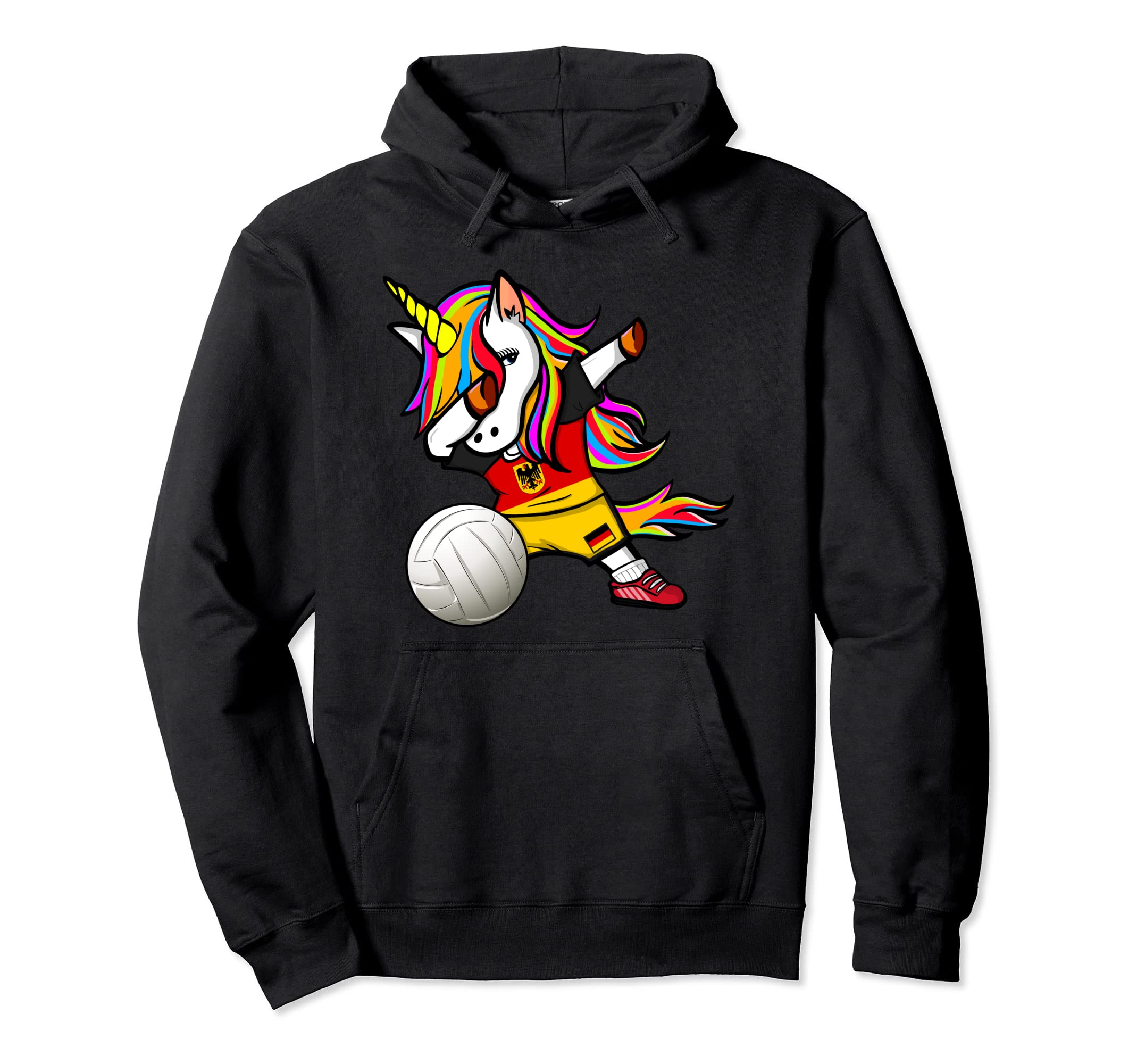 Dabbing Unicorn Germany Volleyball Fans Jersey - German Flag Pullover Hoodie