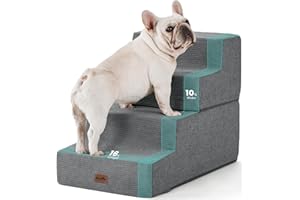MADE 4 PETS Made4Pets Dog Steps for Bed, Extra Wide Dog Stairs for High Bed Couch Sofa, 35D Foam Pet Steps for Small Dogs and Cats(Up to 40lbs), Non-Slip Bottom Pet Stairs, Grey, 4 Steps