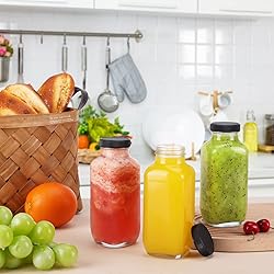 Moretoes 16oz Glass Bottles with Lids, Reusable