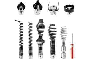 10Pcs Drain Snake Drill Attachment, Cutter and Auger Set for K-400 C-4 C-6 C-7 C-8 and C-9 Drain Cleaning Machine, Drain Clea