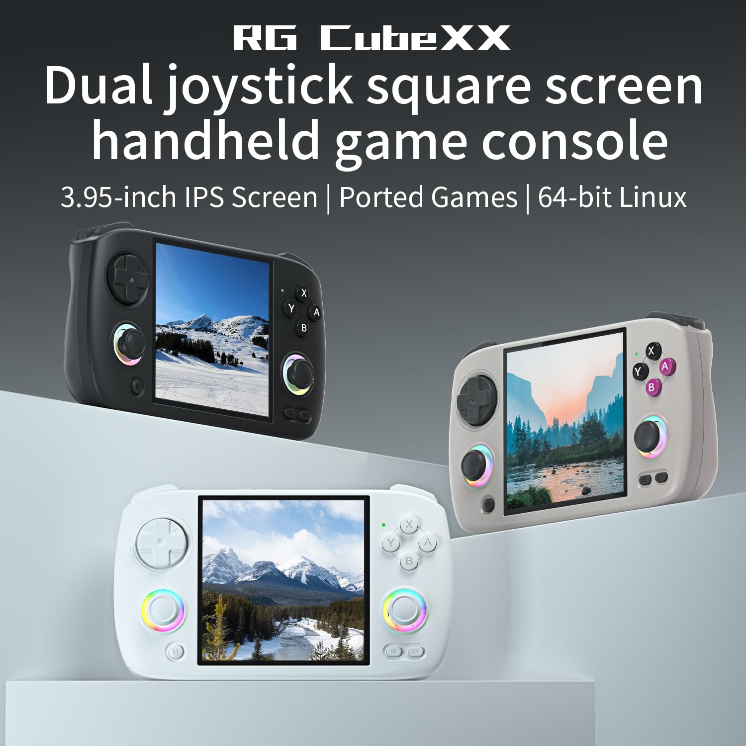 RG CubeXX Retro Handheld Game Console , 3.95 Inch IPS Screen Linux System Built-in 64G TF Card 5056 Games Support TV Output 5G WiFi Bluetooth 4.2 (Gray)