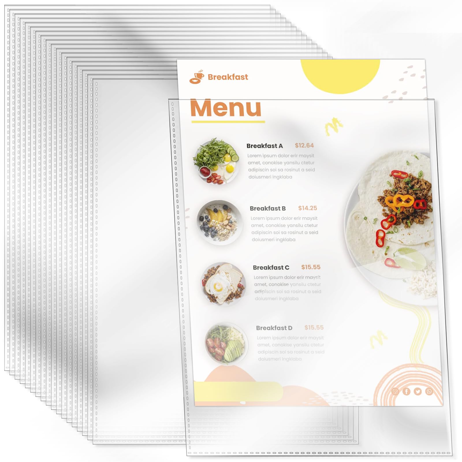 Photo 1 of VOKOY 30 Pack No Holes Sheet Protectors, 8.5" x 11", Letter Size Heavy Duty Clear View Page Sleeves Protectors, Clear Paper Document Artwork Protectors