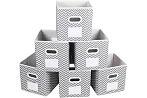 MAX Houser Fabric Cloth Storage Bins,Foldable Storage Cubes Organizer Baskets with Dual Handles for Home Bedroom Storage,Set of 6 (Grey)