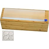 Vacuum Sealer Bag Roll Dispenser with Slide Cutter - Reusable Bamboo Vacuum Bag Dispenser Fits Most 50 ft Food Saver Bags Rolls, Most 12" Rolls of Plastic Wrap, Aluminum Foil and Wax Paper