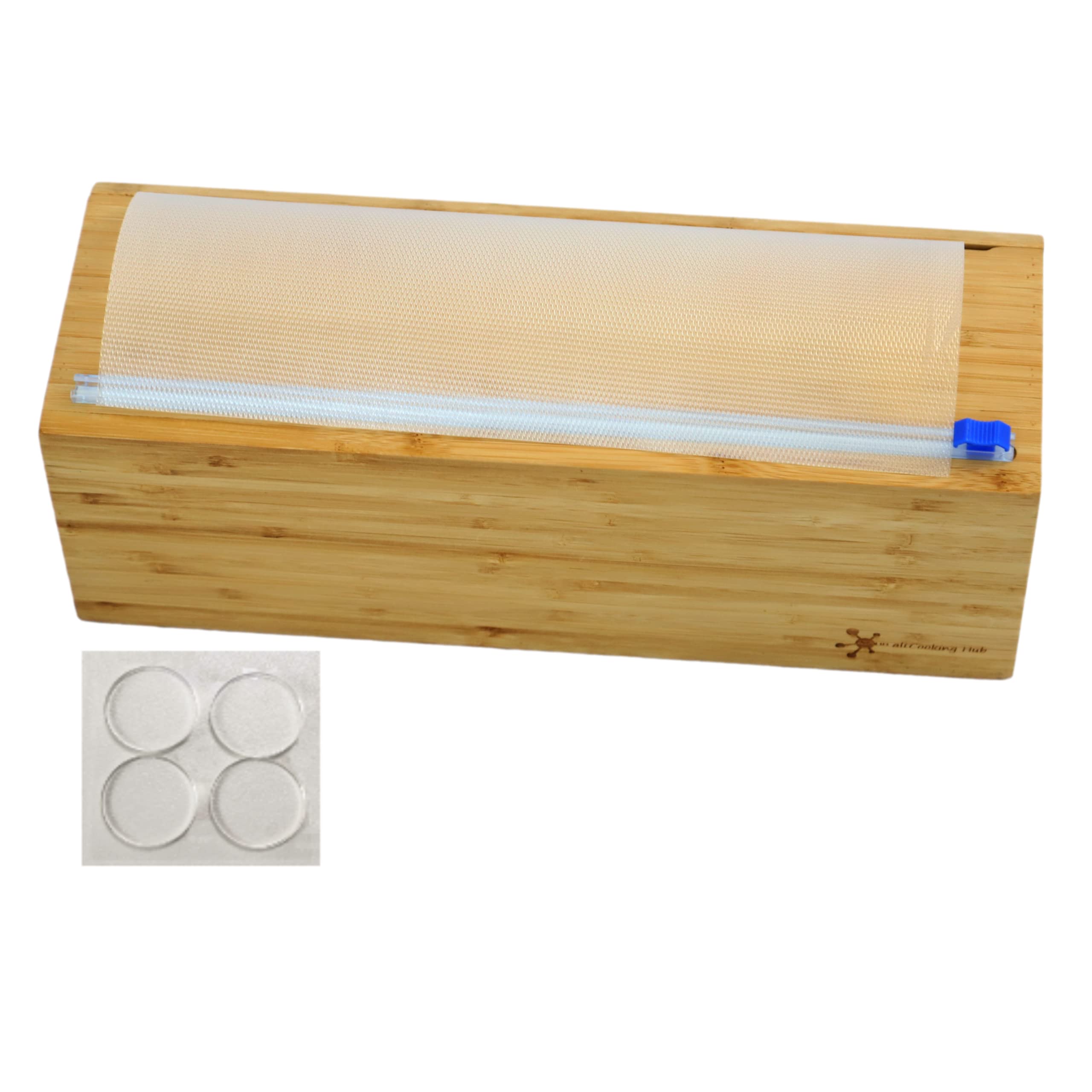 Photo 1 of Vacuum Sealer Bag Roll Dispenser with Slide Cutter - Reusable Bamboo Vacuum Bag Dispenser Fits Most 50 ft Food Saver Bags Rolls, Most 12" Rolls of Plastic Wrap, Aluminum Foil and Wax Paper