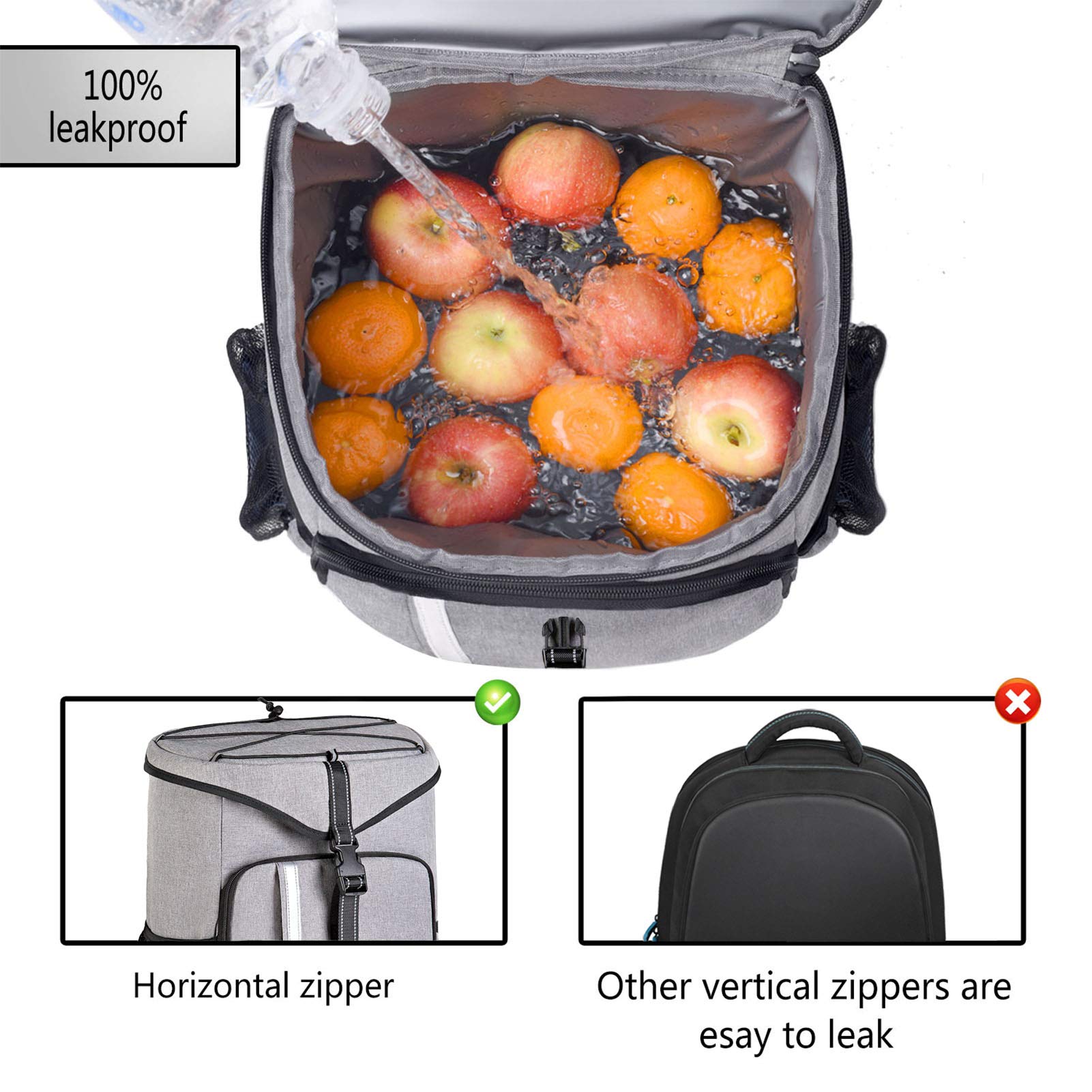 FORICH Backpack Cooler Leakproof Insulated Waterproof Backpack Cooler Bag, Lightweight Soft Beach Cooler Backpack for Men Women to Work Lunch Picnics Camping Hiking, 30 Cans