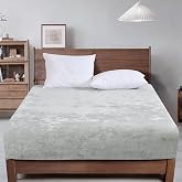 PHF Truly Velvet Fitted Sheet Only for Warm Sleep, King Size, Silver Grey | Luxurious Soft Plush Warm Bottom Velour Sheet, Anti-Static, Ice Floral Texture, Deep Pocket Up To 59", Non-Slip, Pet-Friendly