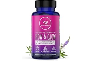 Herb Krave Flow and Glow Natural Hormone Balance for Women - PMS & Menopause Relief for Cramps, Mood Swings & Night Sweats with Donq Quai & Black Cohosh for Menopause - 60 Vegan Capsules (1 Pack)