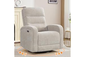 AEMEIOS Glider Recliner Nursery Chair, Power Swivel Rocker Recliner with Adjustable Backrest Support, Swivel Rocking Nursery Recliner Chairs with USB and Type-C Ports for Living Room, Chenille Camel