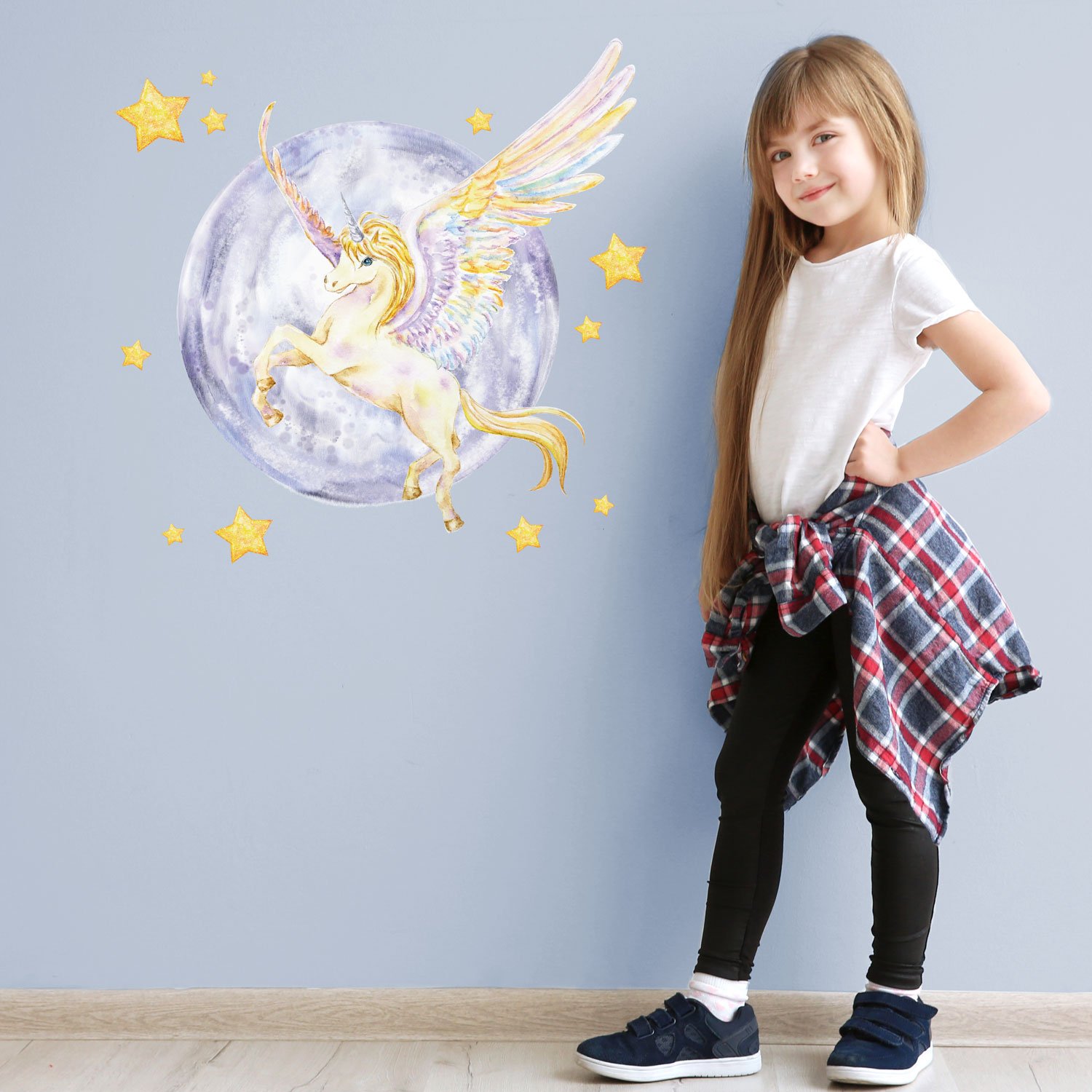 Unicorn, Moon and Stars Wall Sticker (Large Size)