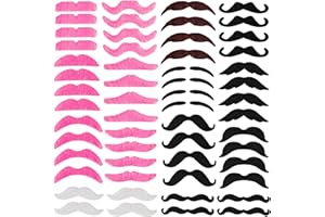 kaiolbly 60 pcs Fake Mustaches Self-Adhesive Novelty Mustaches for Halloween Costume Parties Masquerades