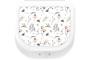 HOUSYLOVE Retainer Holder Cute, Aligner Case with Colorful Novelty Cute Patterns, Night Guard Case with Floral Patterns (White)