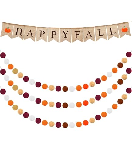 Geburtstagsbanner „Falling Leaves“ Mit Glitzer – Herbstliches Deko-Banner, Vorgespannt