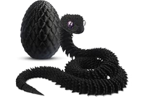 byojia 3D Printed Snake Toys, 23.6'' Large Size Snake Eggs with Flexible 3D Articulated Snake Inside, Eco-Friendly Fidget ADHD Snake Toys, 3D Printed Animals Perfect for Desk Pet for Easter (Black)