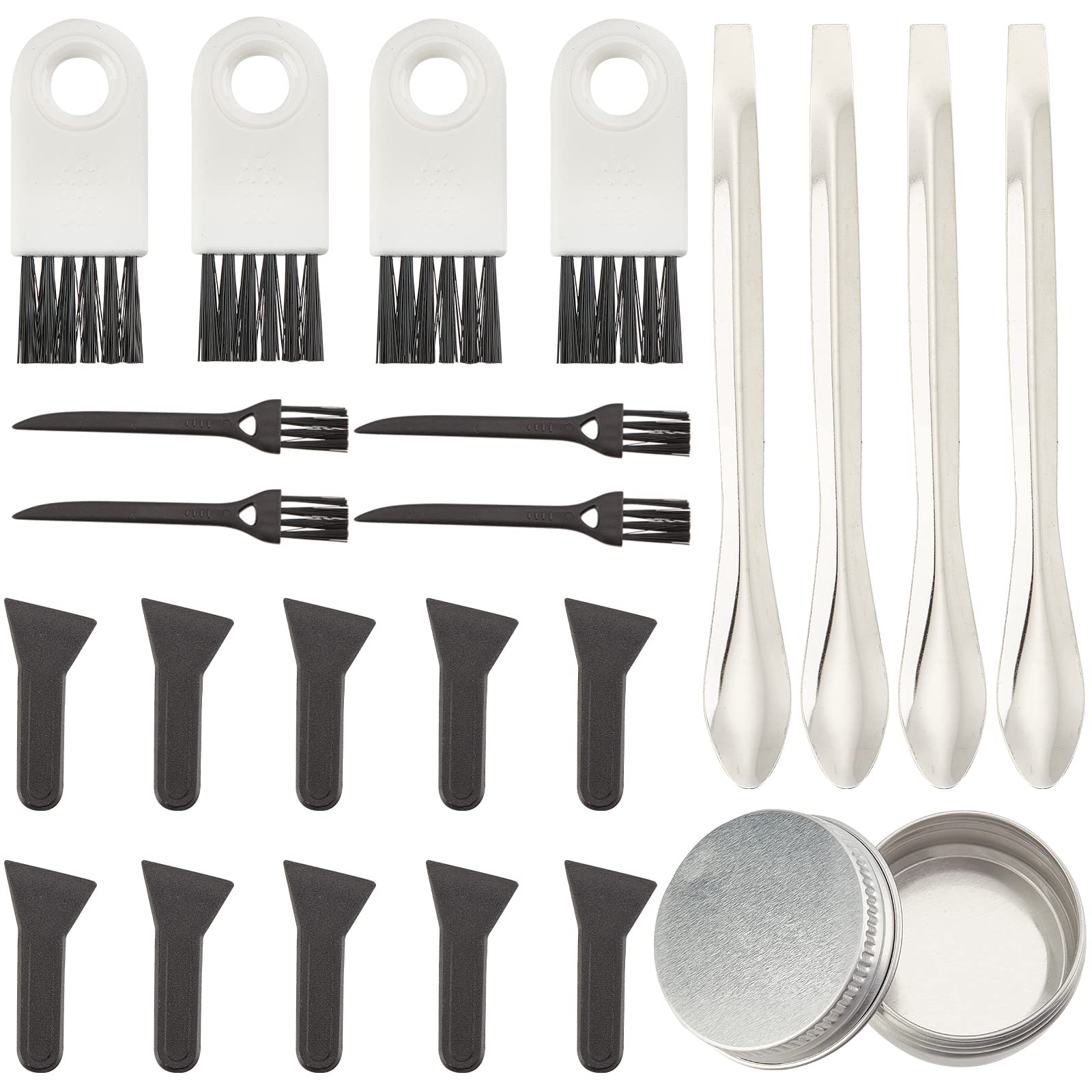 GORGECRAFT 23Pcs Pollen Scrapers Kit for Grinder Including Cleaning Brush Pollen Scrapers Stainless Steel Spatula Micro Scoop and 10ml Aluminium Jar
