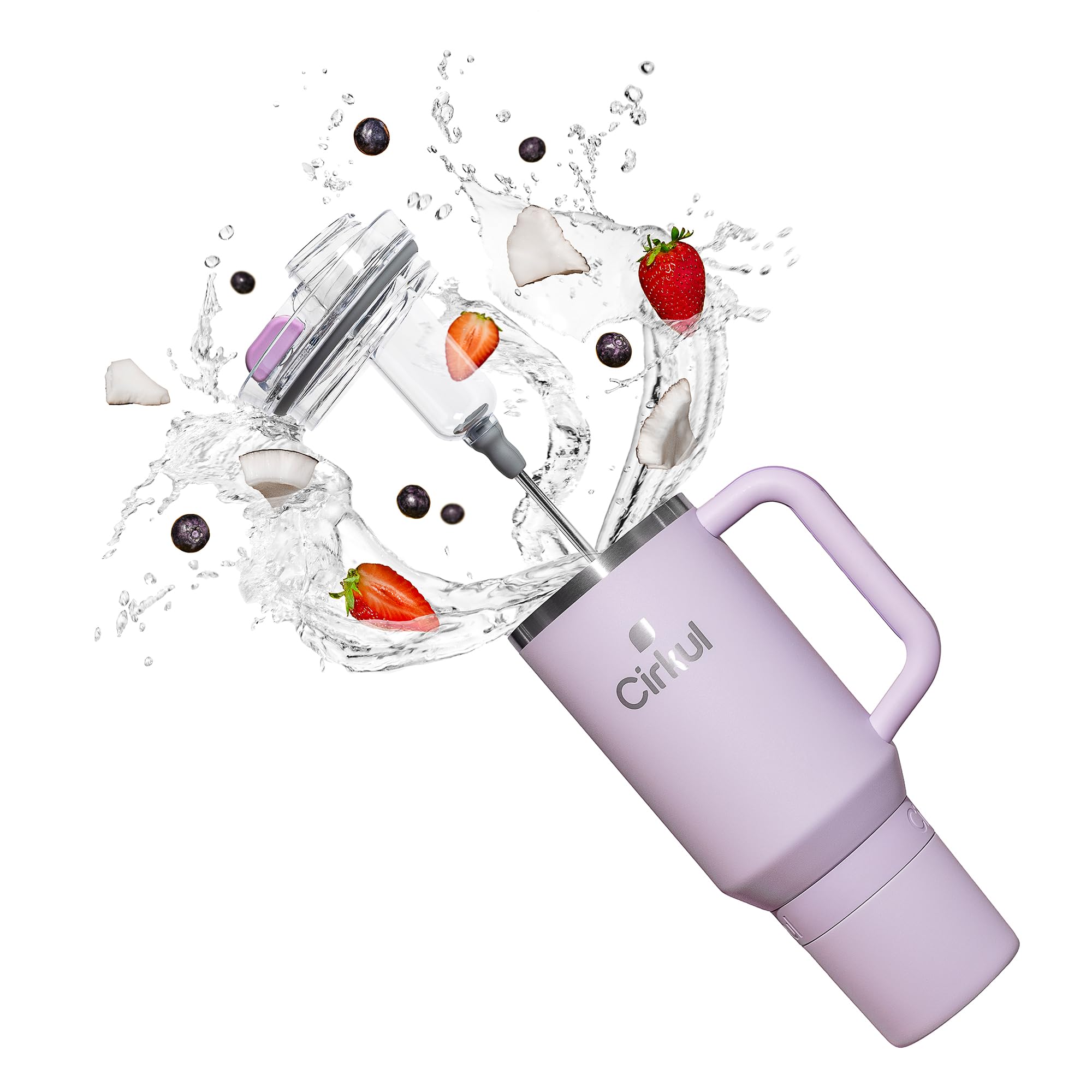 Photo 1 of *MISSING TOP**Cirkul 40oz. Lilac Stainless Steel Tumbler with Handle, All-Day StrawSip™, Double-Wall Insulated