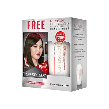 Revlon Top Speed Hair Color Brownish Black 68 With Outrageous Conditioner 90 Ml Free, 200 ml with Free Outrageous Conditioner 90 ml