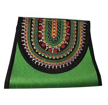 Craferia Export Fabric 19 Green Slim Multicolour Bag in Ethnic Style
