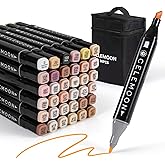 CeleMoon 36 Skin Tone Colors Dual Tip Alcohol Markers Pens, Fine and Broad Chisel, Sketch Art Marker, Permanent for Coloring, Drawing, Portrait Illustration, Mid-tone Skin Tone and Hair Shades