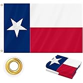Texas Flag 3x5 FT Heavy Duty Outdoor, Luxury Embroidered Star | 210D Polyester Fabric | Brass Grommets and 4 Stitch Hemming | State of Texas Lone Star TX Flags for Wall Indoor Home Garden