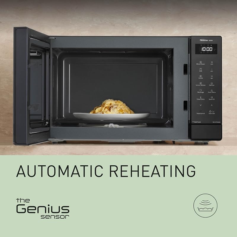 NN-GT65QBEPG 31 L Four à Micro-Ondes Combiné, 1 000 W, Cuisson Combinée, 7 Niveaux de Puissance, Décongélation Turbo, LED, Plateau Tournant, Noir