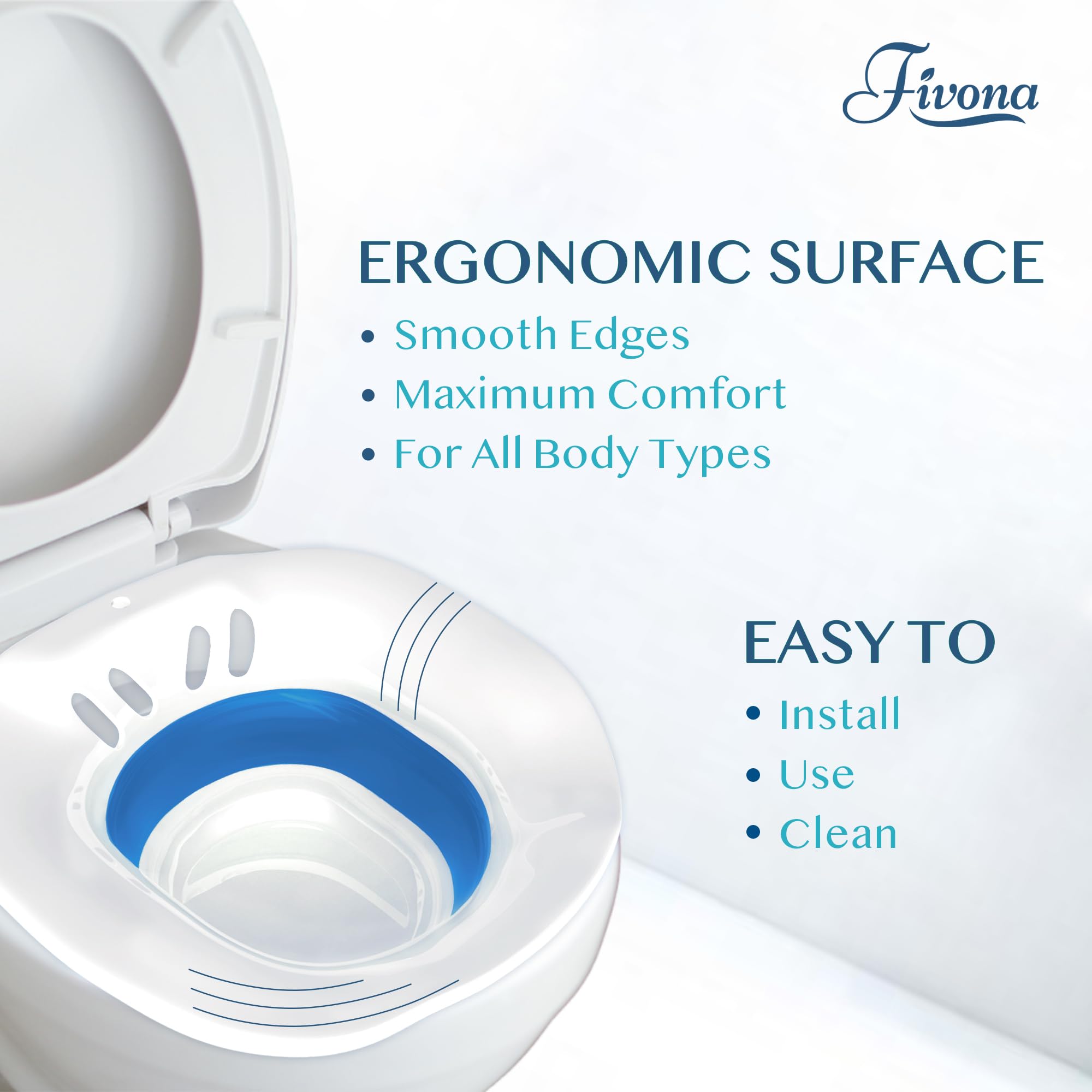 Fivona Sitz Bath for Toilet Seat Postpartum and Hemorrhoids Care - Yoni Steam Seat - Foldable Basin for Epsom Salt Soak - Portable Bidet BPA Free Temperature Resistant - Universal Fit - Blue