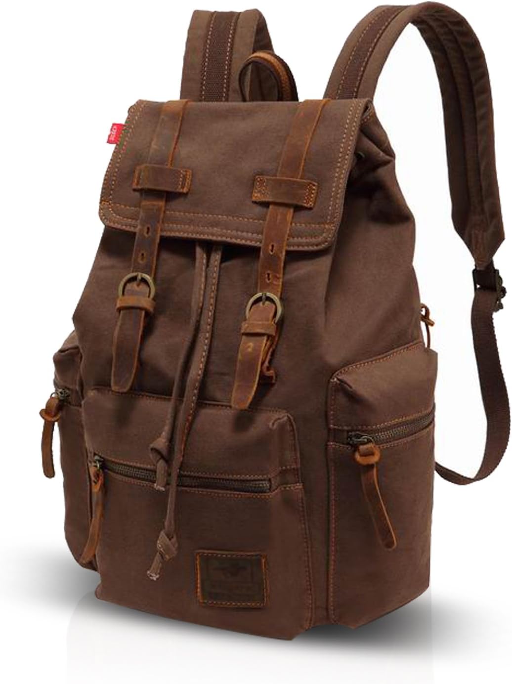 FANDARE Vintage Backpack 15.6 Inch Laptop College Bag Work Travel Hiking Daypack Canvas, Brown B - Image 5