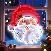 Santa Claus Neon Sign, Christmas Neon Light Sign, LED Neon Signs for Wall Decor,10 Adjustable Brightness Personalized USB Neon Light, Gift for Christmas Events Birthday Party Home Decorations