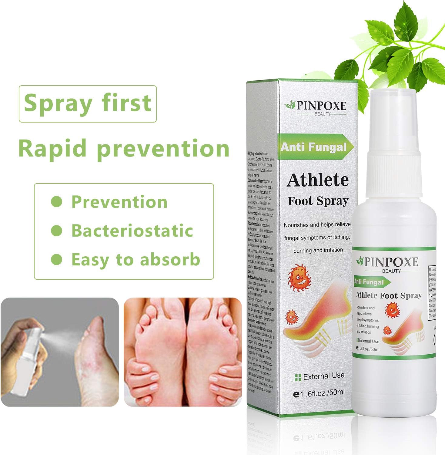 Foot Spray, Natural formula, Athletes Foot, Ringworm, Jock Itch and Foot Infections. Effectively Soothes in Minutes-Fights Against: Health & Personal Care