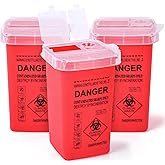 MITINU 1 Quart (3-Pack) Sharps Container for Home Use, Needle Disposal Containers, Biohazard Containers, Syringe Disposal, Sm