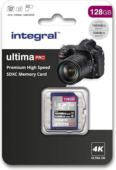 Integral 128GB SD Card U3 V30 UHS-I 100MB/s SDXC Premium High Speed