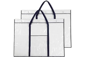 Windyun 2 Pack Large Poster Storage Bag 48" x 36" Bulletin Board Holder Art Portfolio Case PVC Art Portfolio Container Bulletin Board Storage Box with Pocket for Classroom Teacher Organization (Blue)