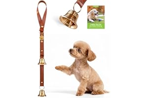 FOLKSMATE Leather Dog Door Bells for Potty Training, Big Brass Puppy Dog Door Bells Extra Loud for Dogs Training, Housebreaking, Door Knob, Dog Bell to Ring to Go Outside Puppy Pet Supplies Leather