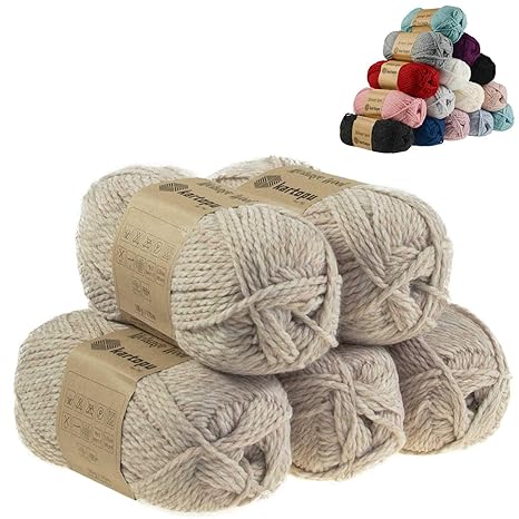 maDDma 5 x 100g Strickgarn Kartopu Melange Wool Strick-Wolle Garn Häkelgarn Wolle Farbwahl, Farbe:MK00890 Hellbeige meliert