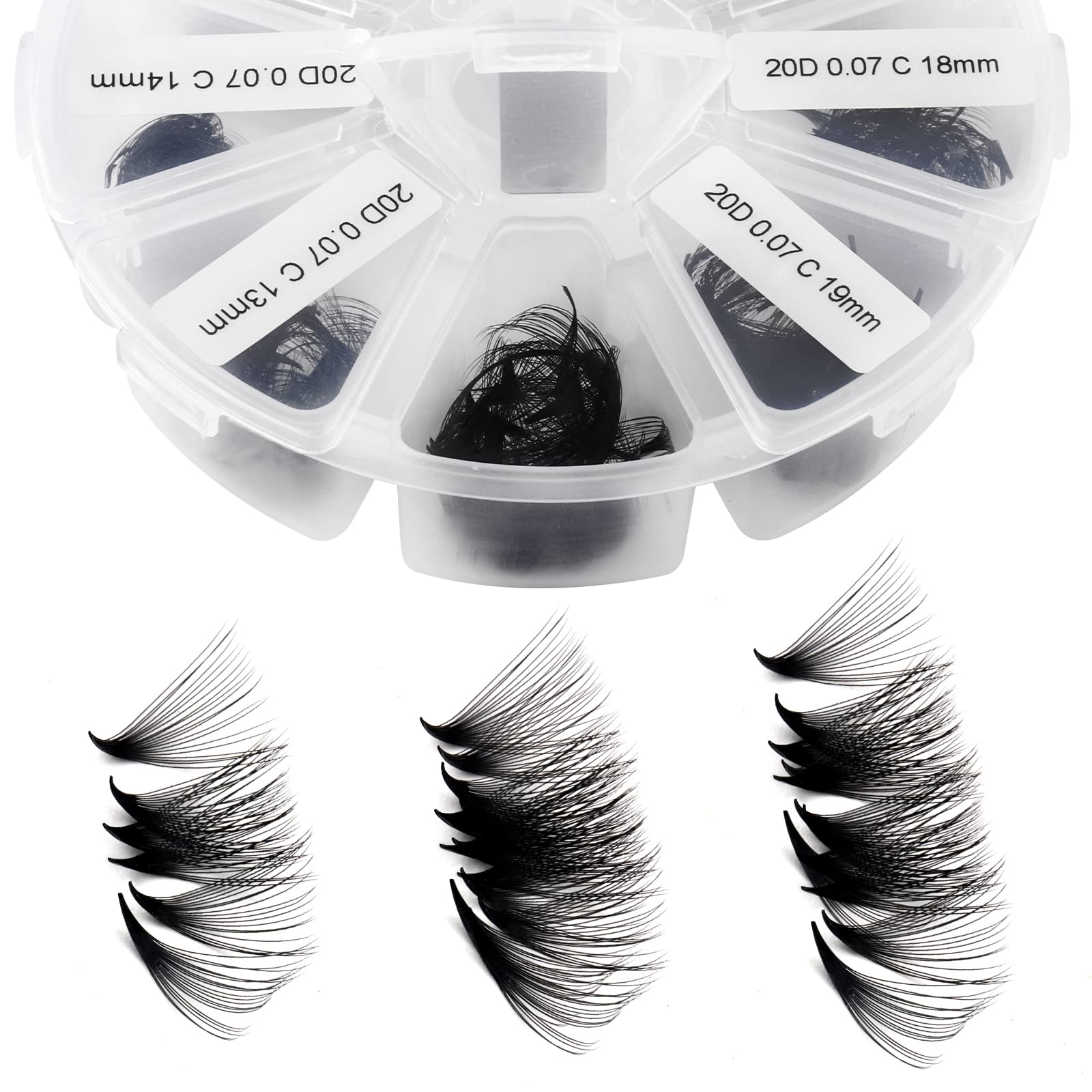 Photo 1 of Premade Fans Short Stem 500 PCS 20D Eyelash Extensions 0.07mm C/D Curl 9-16mm Mixed WENDY LASHES Russian Volume Pre-made Lash Extension (500PCS-20D-0.07-D, 9-16mm mixed)