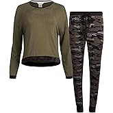 Lucky Brand Women's Pajama Set - 2 Piece Long Sleeve Sleep Shirt and Jogger Pants with Velour Trim (S-XL)