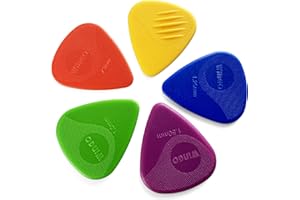 WINGO Guitar Picks with Grip Stamped, Non Slip Picks 5 Pack (073, 088, 1.0, 1.25, 1.5mm) for Acoustic Electric Guitar Bass -C
