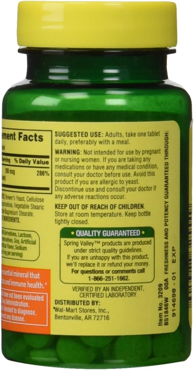 Spring Valley - Selenium 200 mcg, 100 Tablets: Health & Personal Care