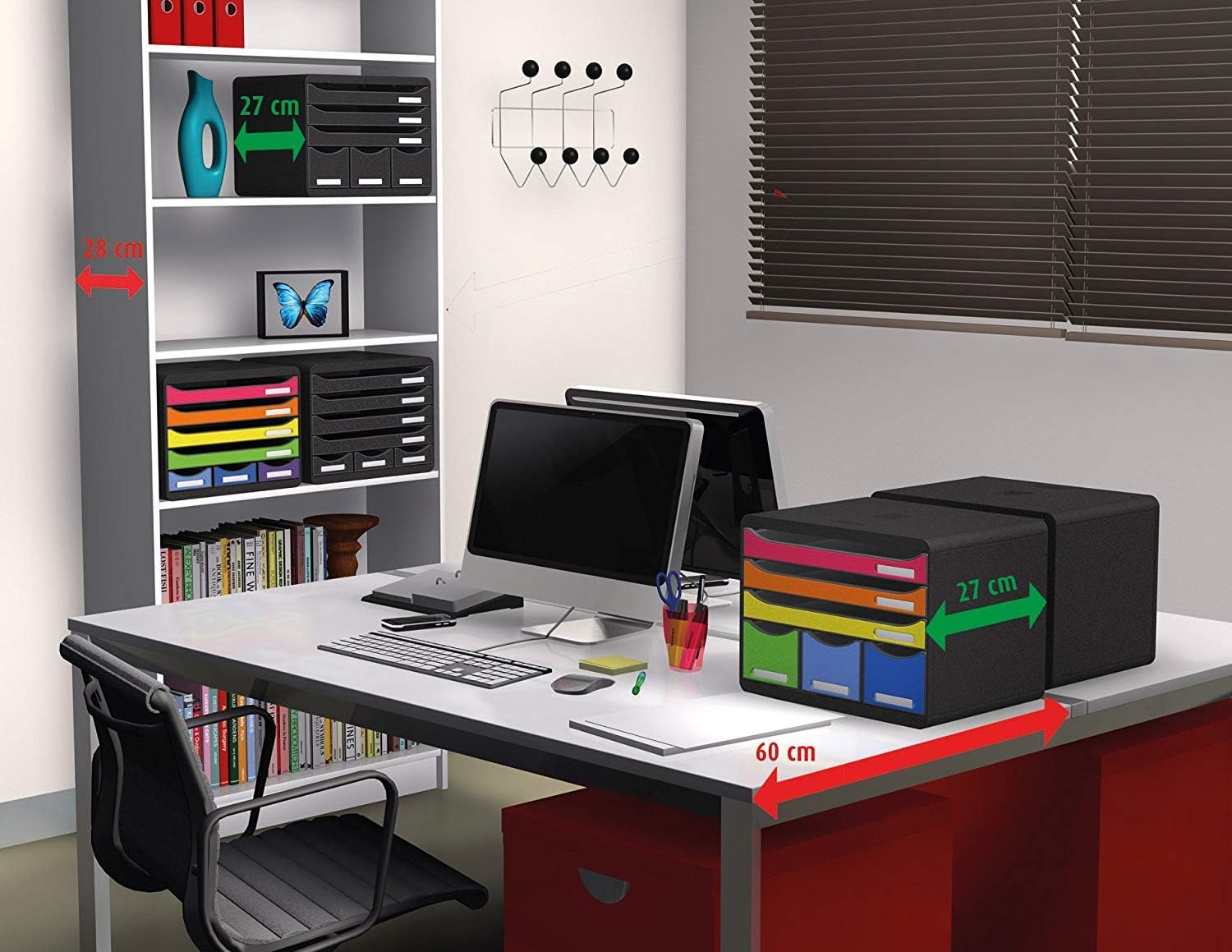 Exacompta - Ref 306740D - Store-Box Office Plus - 6 drawer Set - 270 x 355 x 271mm, 3 A4+ + 3 Accessory, Stackable, Open - Light Grey - Image 3