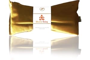 Blissful Being Lavender Eye Pillow - Hot or Cold Weighted Satin Eye Mask perfect for Sleeping, Yoga, Meditation - Gifts for Women, Birthday, Teachers - Natural Herbal Relaxation (Gold)