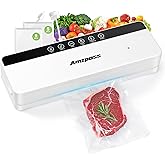 Amzpass Vacuum Sealer for Food, 6-in-1 Food Vacuum Sealer Machine, 80kpa Suction Power Food Sealer Vacuum Sealer, Compact Vacuum Sealers with 10 Vacuum Bags, External VAC for Jars & Containers, White