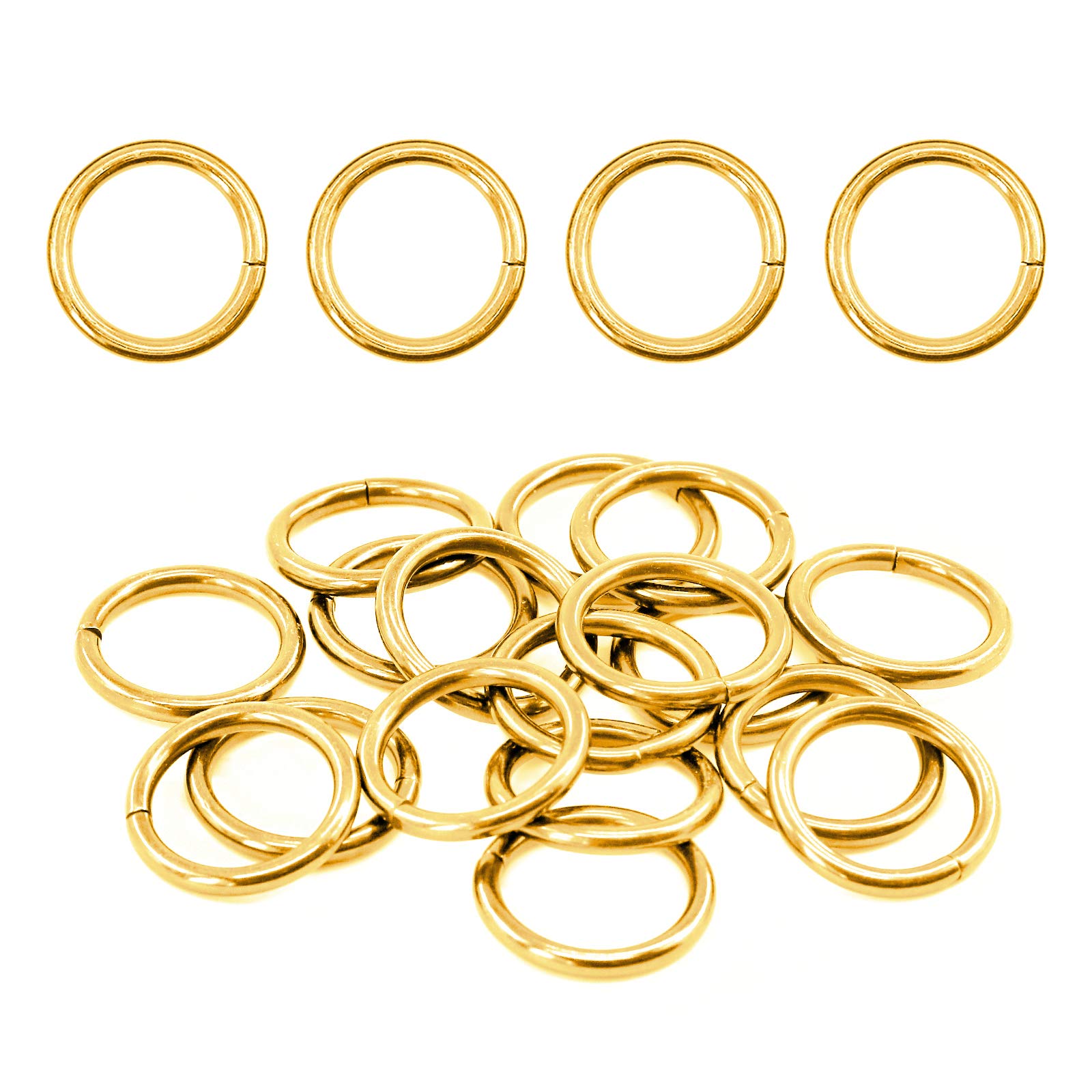 Swpeet 60Pcs Heavy Duty 3/4 Inch - 20mm Gold Multi-Purpose Metal O Ring Metal Rings for Hardware Bags Ring Hand DIY Accessories Keychains Belts and Dog Leas (Gold, 3/4 Inch)