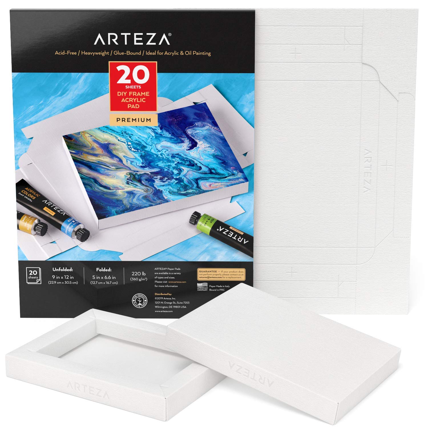 Arteza Acrylic Paper for Painting, Foldable Canvas Pad, 12.7 x 16.7 cm, 20 Sheets, Heavyweight Acrylic Paint Paper, 220 lb, 360 GSM, Acid-Free, Wood Pulp DIY Frames for Painting & Mixed Media Art — image 1