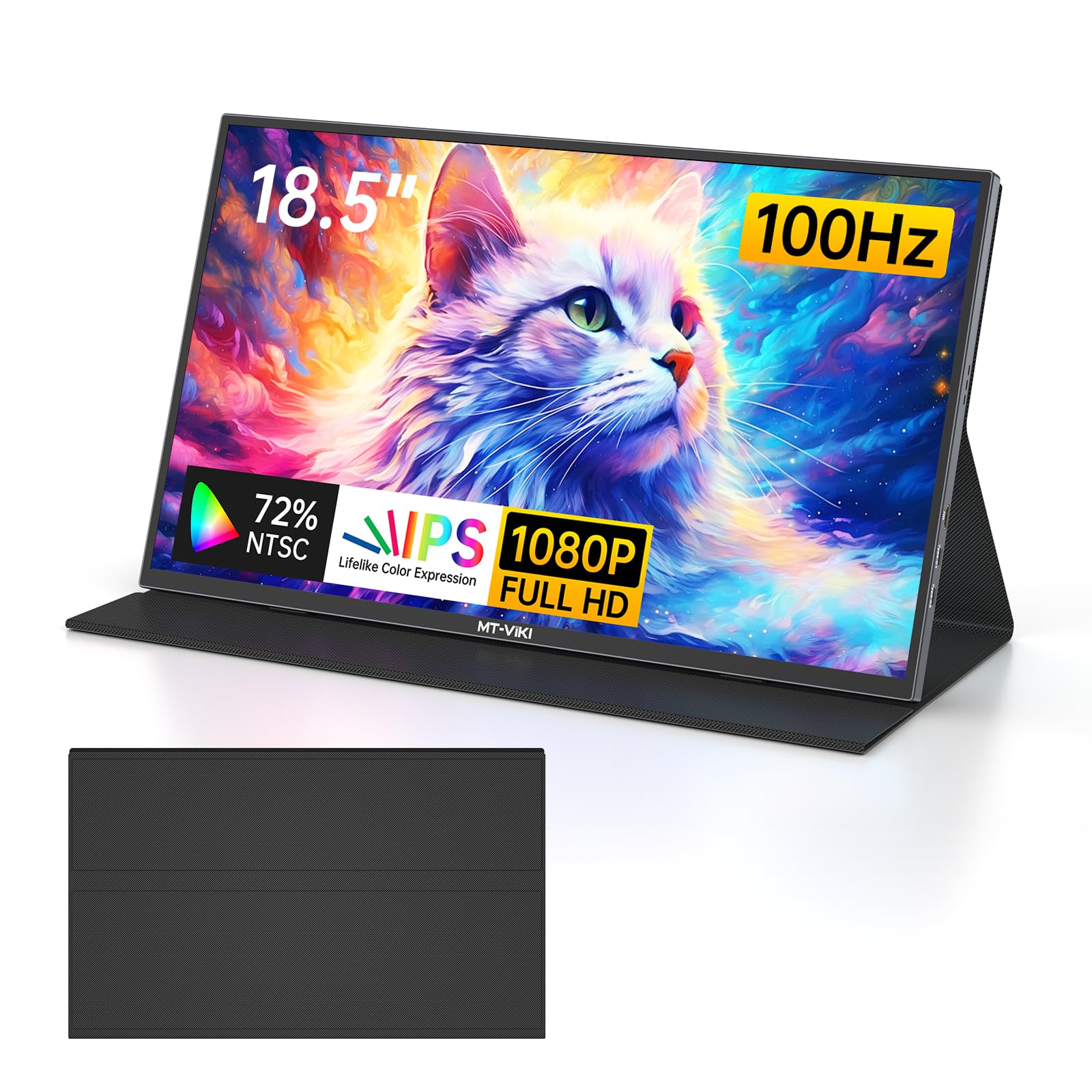 Photo 1 of SEE NOTES AND PICTURES,,,,,,,,MT-VIKI 18.5 inch Portable Monitor 1080P 100Hz 72% NTSC, Large Portable Screen Stand, FHD IPS Screen HDR Gaming Display, Travel Second Monitor for Mac PC Xbox PS4/5