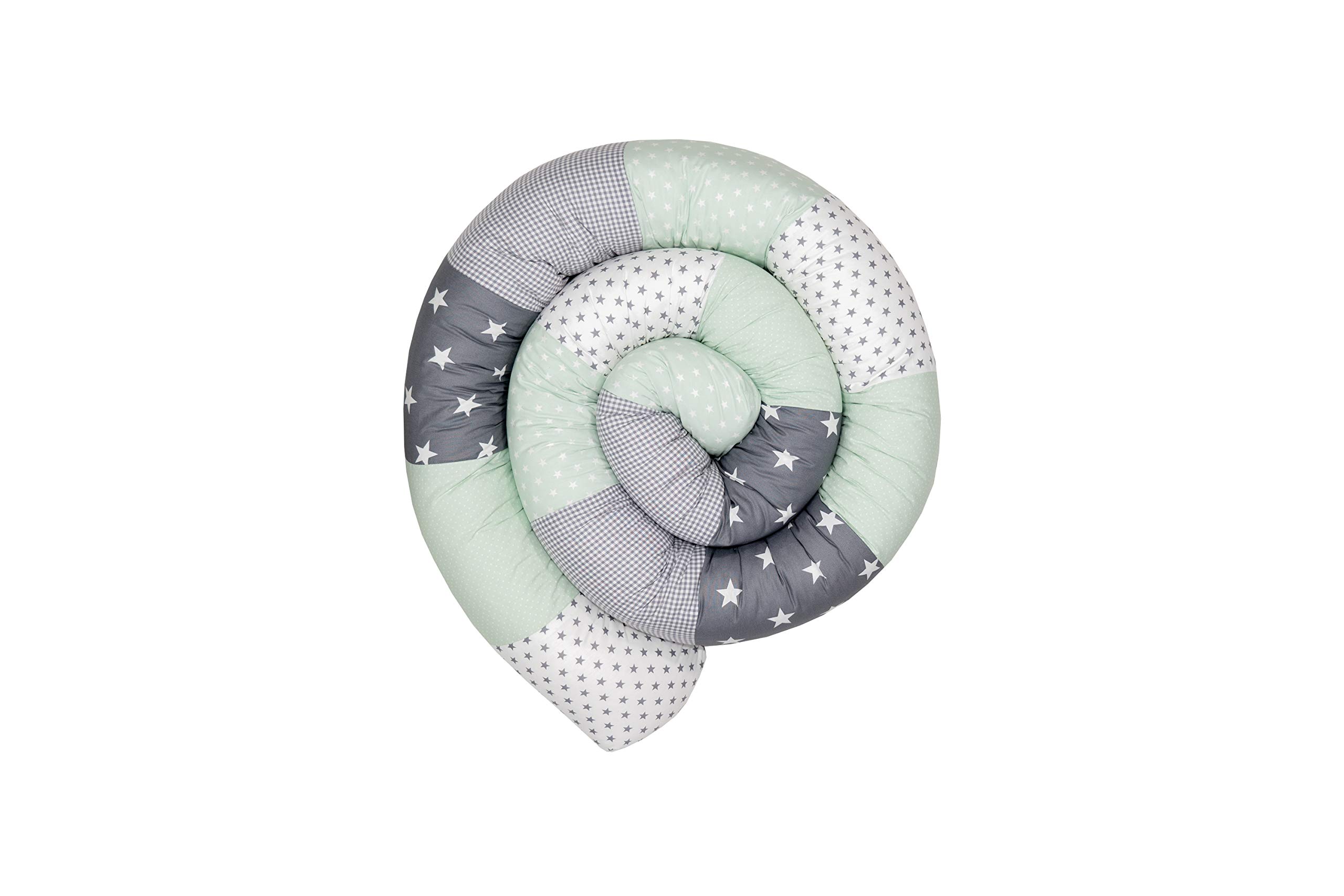 Buy ULLENBOOM ® Bumper Snake Pillow, cot Bumper Mint Grey (300x13 cm