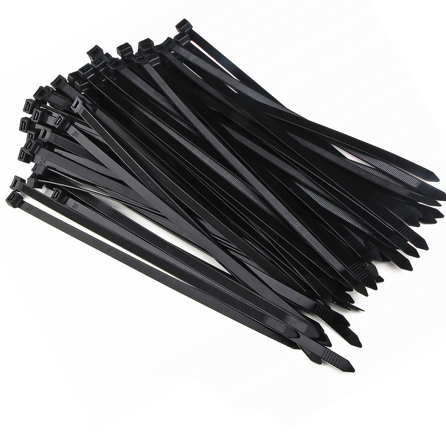 100 Pack Cable Ties 4.8mm x 300mm, 12 inch Black Zip Ties Long 50 lbs Tensile Strength with UV Resistant, Nylon Plastic Self Locking Large Heavy Duty Cable Wrap for Tidy Wires Home Workshop and Garden — image 1