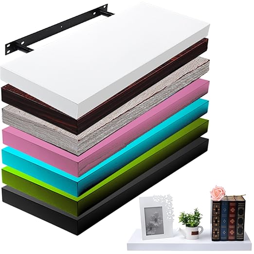 title=Woltu RG9238ws-b Set 1 Mensole Muro Scaffale Parete Libreria CD Legno MDF Stile