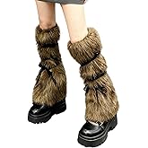 HahaGo Faux Fur Fuzzy Leg Warmers Furry Boot Covers for Women Fluffy Boot Cuffs Shoes Cover Sleeves Costumes Accessories