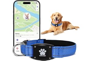 Myiwb GPS Dog Collar Tracker 2-in-1,Reflective Waterproof Pet Collar,iOS-Only,No Monthly Fees,Unlimited Range,Ideal for Dog Tracking pet Tracker,for Small Medium Large Dogs(M (15"-20.5"), Blue)